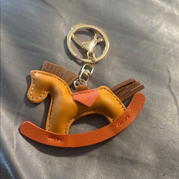 Leather Rocking Horse Keychain NEW - Picture 1 of 1